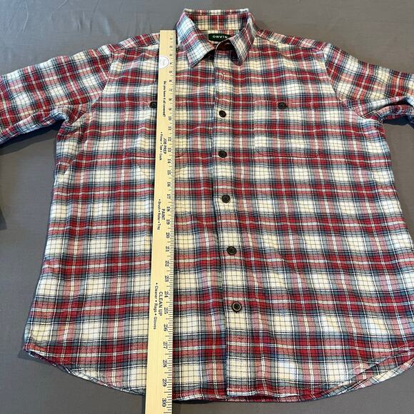 ORVIS Men's Perfect Classic Fit Flannel Plaid Shirt - Size L - Red White Gray - Picture 6 of 9